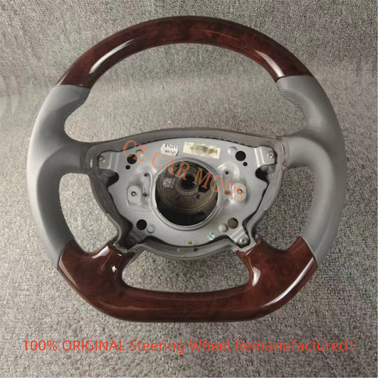 Customized Peach Wood Grey Smooth Leather Steering Wheel Auto Accessory Fit For BENZ 2002 2003 E Remanufactured Steering Wheel