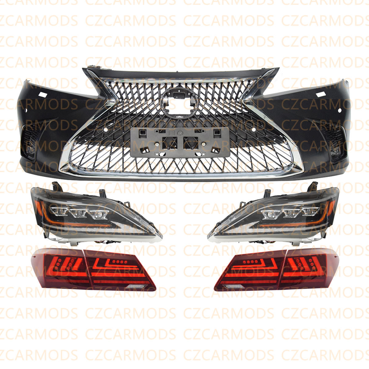 Car Body Kits for LEXUS ES ES350 2007-2012 Upgrade 2023 ES LS Model Look Front Bumper Triple LED Headlights Rear Bumper Tail Lights