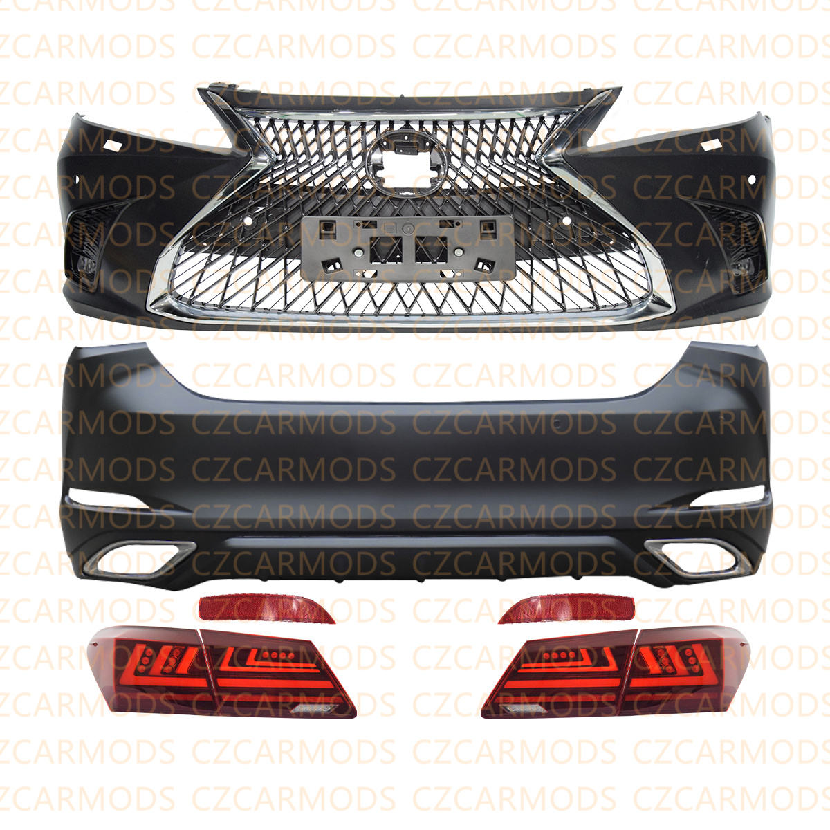 Car Body Kits for LEXUS ES ES350 2007-2012 Upgrade 2023 ES LS Model Look Front Bumper Triple LED Headlights Rear Bumper Tail Lights