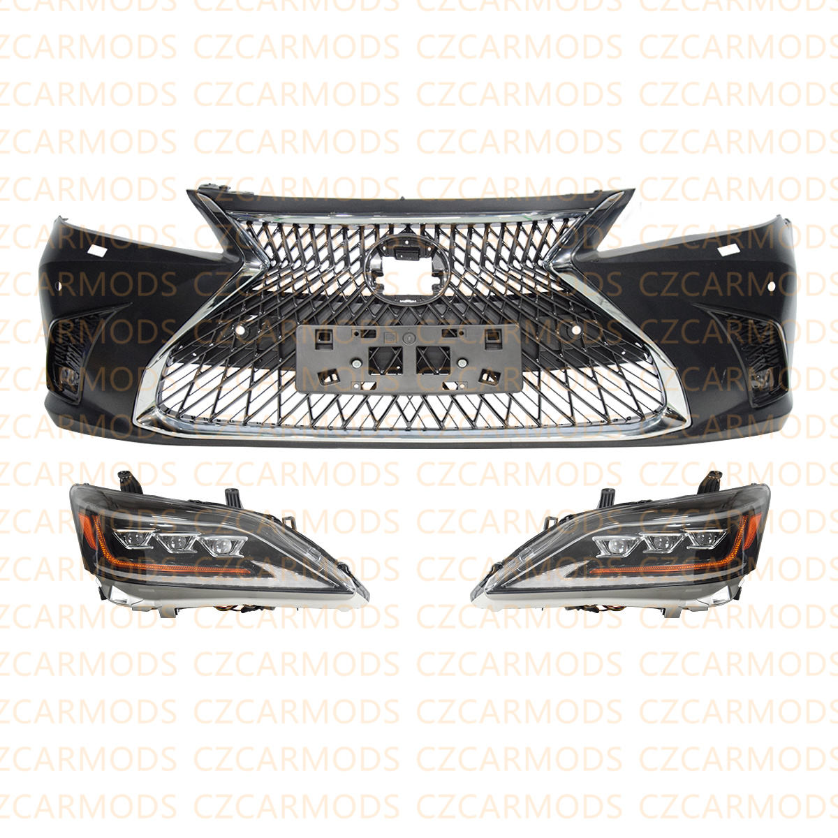 Car Body Kits for LEXUS ES ES350 2007-2012 Upgrade 2023 ES LS Model Look Front Bumper Triple LED Headlights Rear Bumper Tail Lights