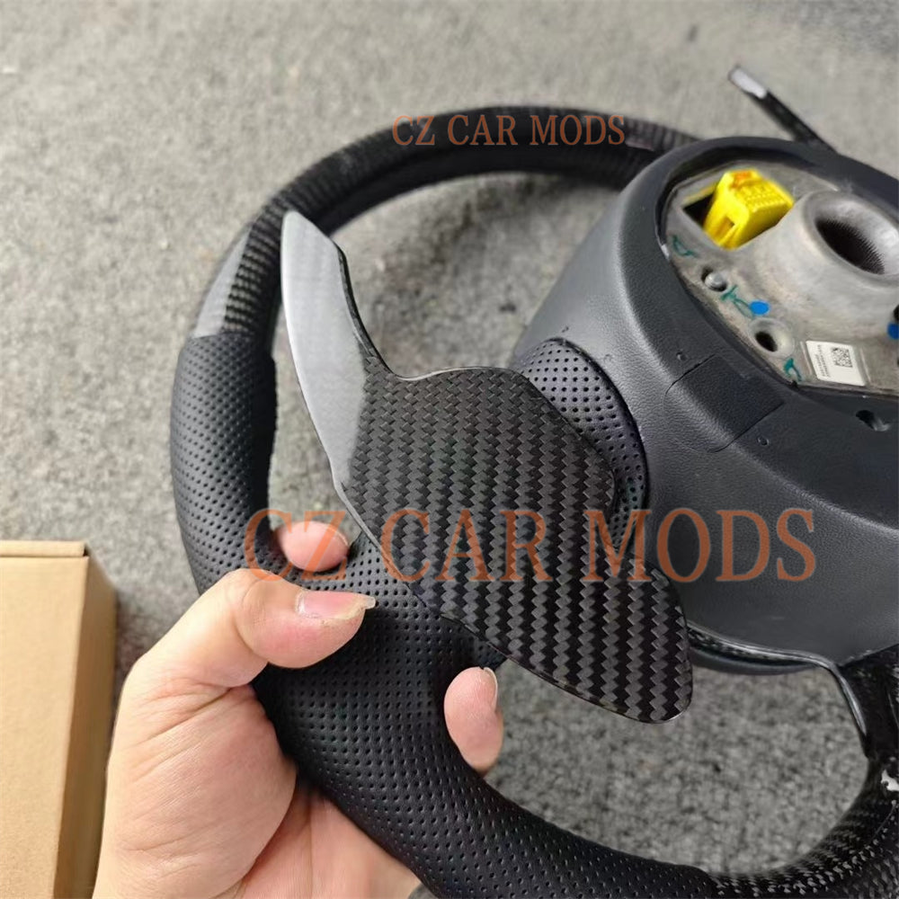 Custom Carbon Fiber Steering Wheel With Paddle Shift Airbag Cover Auto Accessory For 2008 2009 2010 2011 2012 2013 2014 2015 Audi TT TTRS R8 SQ5 Original Steering Wheel Remanufactured