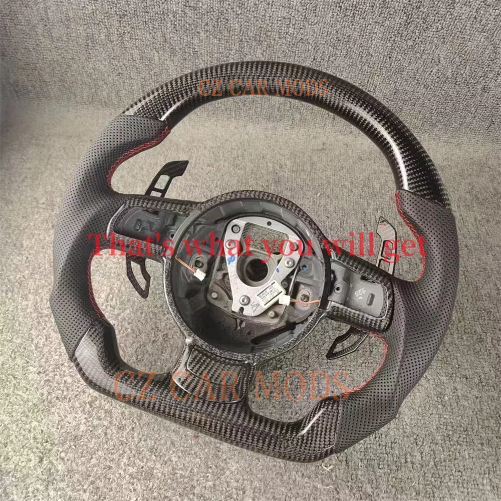 Customized Carbon Fiber Steering Wheel With Paddle Shift Auto Accessory Original Steering Wheel Remanufactured For Audi TT TTRS R8 SQ5 2008 2009 2010 2011 2012 2013 2014 2015