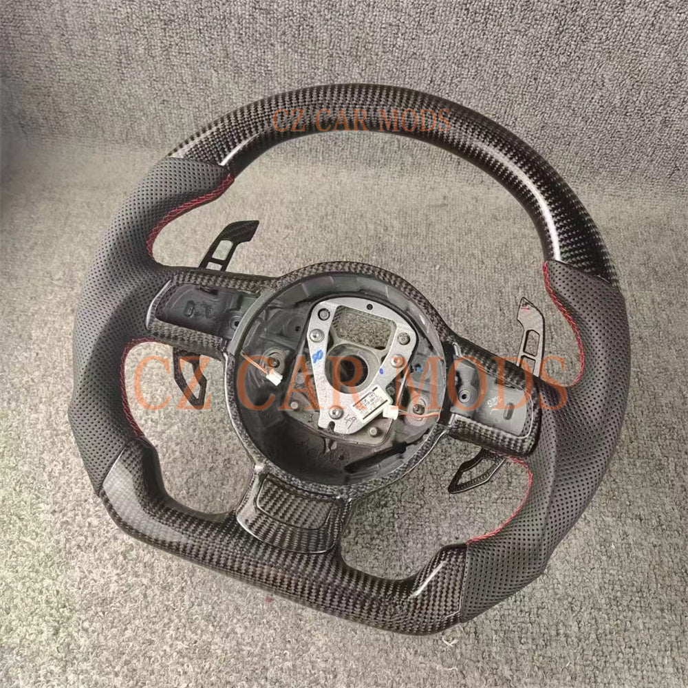 Customized Carbon Fiber Steering Wheel With Paddle Shift Auto Accessory Original Steering Wheel Remanufactured For Audi TT TTRS R8 SQ5 2008 2009 2010 2011 2012 2013 2014 2015