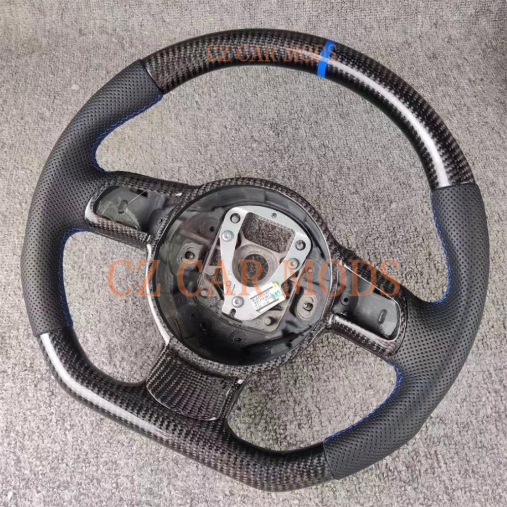 Custom Blue Center Strip Carbon Fiber Steering Wheel For 2008 2009 2010 2011 2012 2013 2014 2015 Audi TT TTRS R8 SQ5 Auto Accessory Original Steering Wheel Re-manufactured