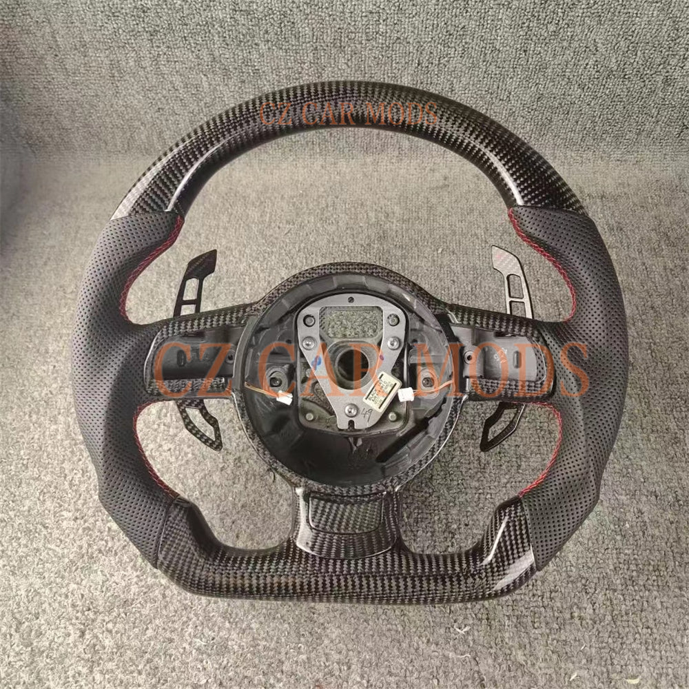 Customized Carbon Fiber Steering Wheel With Paddle Shift Auto Accessory Original Steering Wheel Remanufactured For Audi TT TTRS R8 SQ5 2008 2009 2010 2011 2012 2013 2014 2015