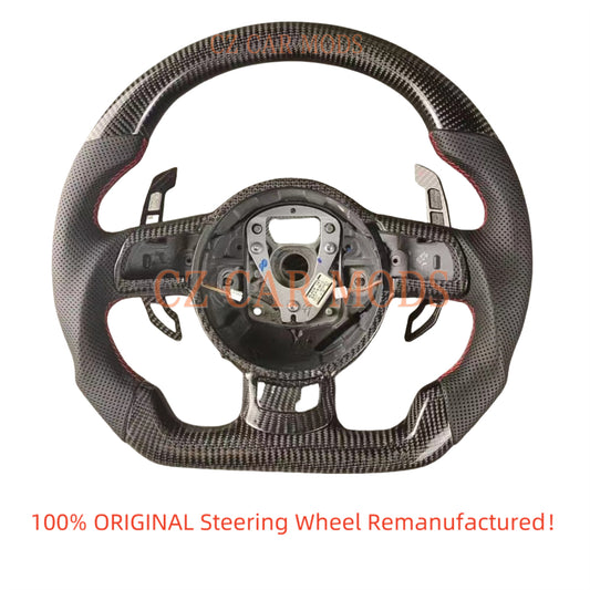 Customized Carbon Fiber Steering Wheel With Paddle Shift Auto Accessory Original Steering Wheel Remanufactured For Audi TT TTRS R8 SQ5 2008 2009 2010 2011 2012 2013 2014 2015