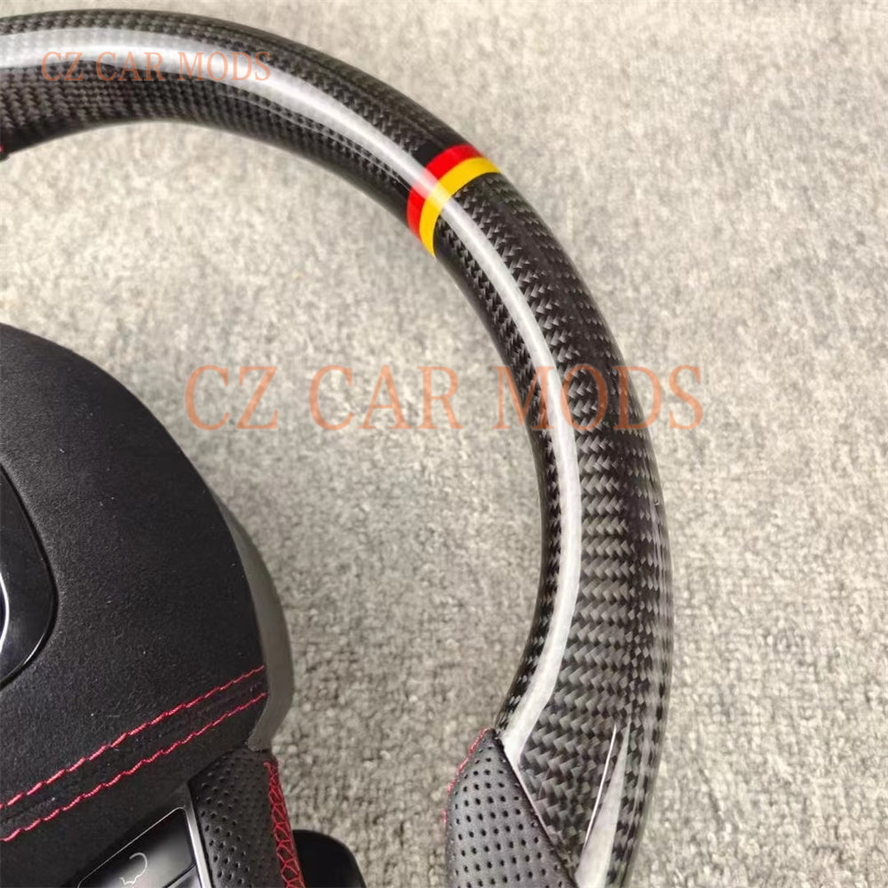 Custom Real Carbon Fiber Steering Wheel With Airbag Cover Auto Accessory Original Steering Wheel Re-manufactured Steering Wheel For 2009 2010 2011 2012 2013 2014 2015 2016 Audi A4