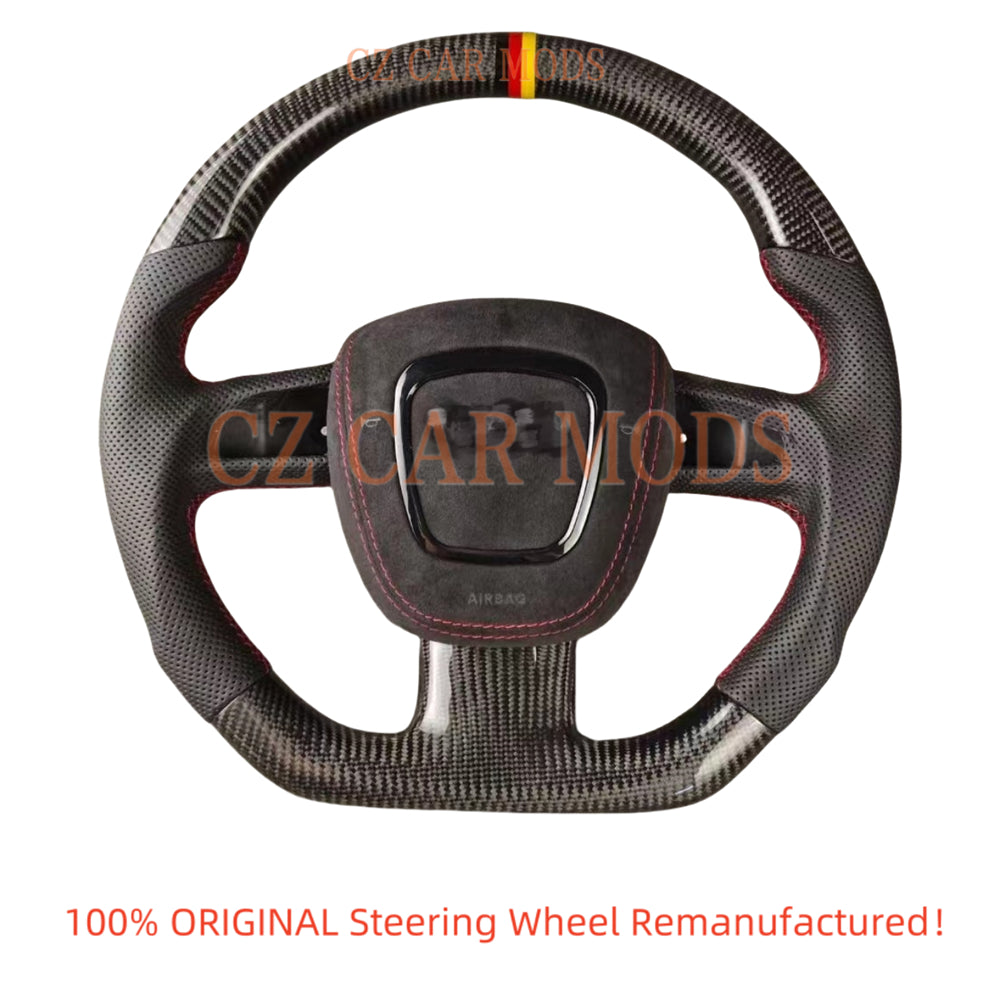 Custom Real Carbon Fiber Steering Wheel With Airbag Cover Auto Accessory Original Steering Wheel Re-manufactured Steering Wheel For 2009 2010 2011 2012 2013 2014 2015 2016 Audi A4