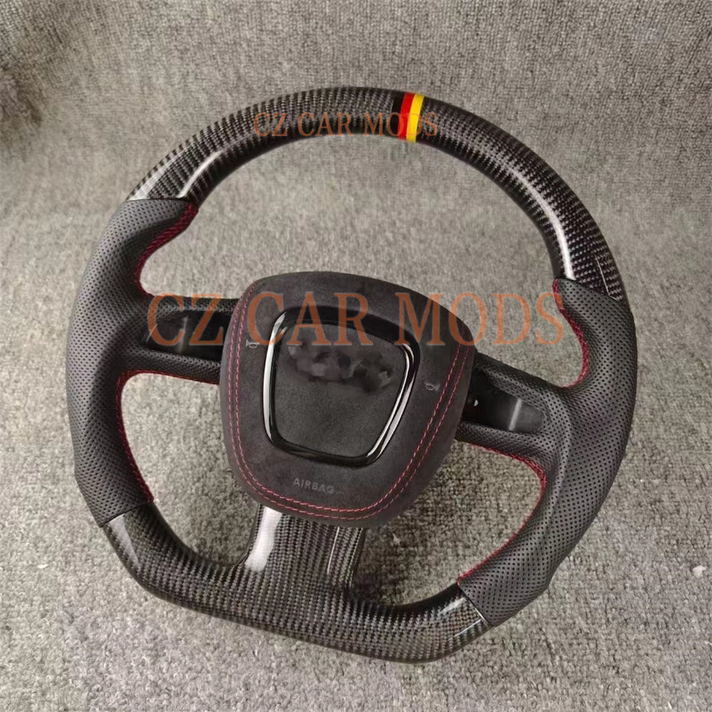 Custom Real Carbon Fiber Steering Wheel With Airbag Cover Auto Accessory Original Steering Wheel Re-manufactured Steering Wheel For 2009 2010 2011 2012 2013 2014 2015 2016 Audi A4