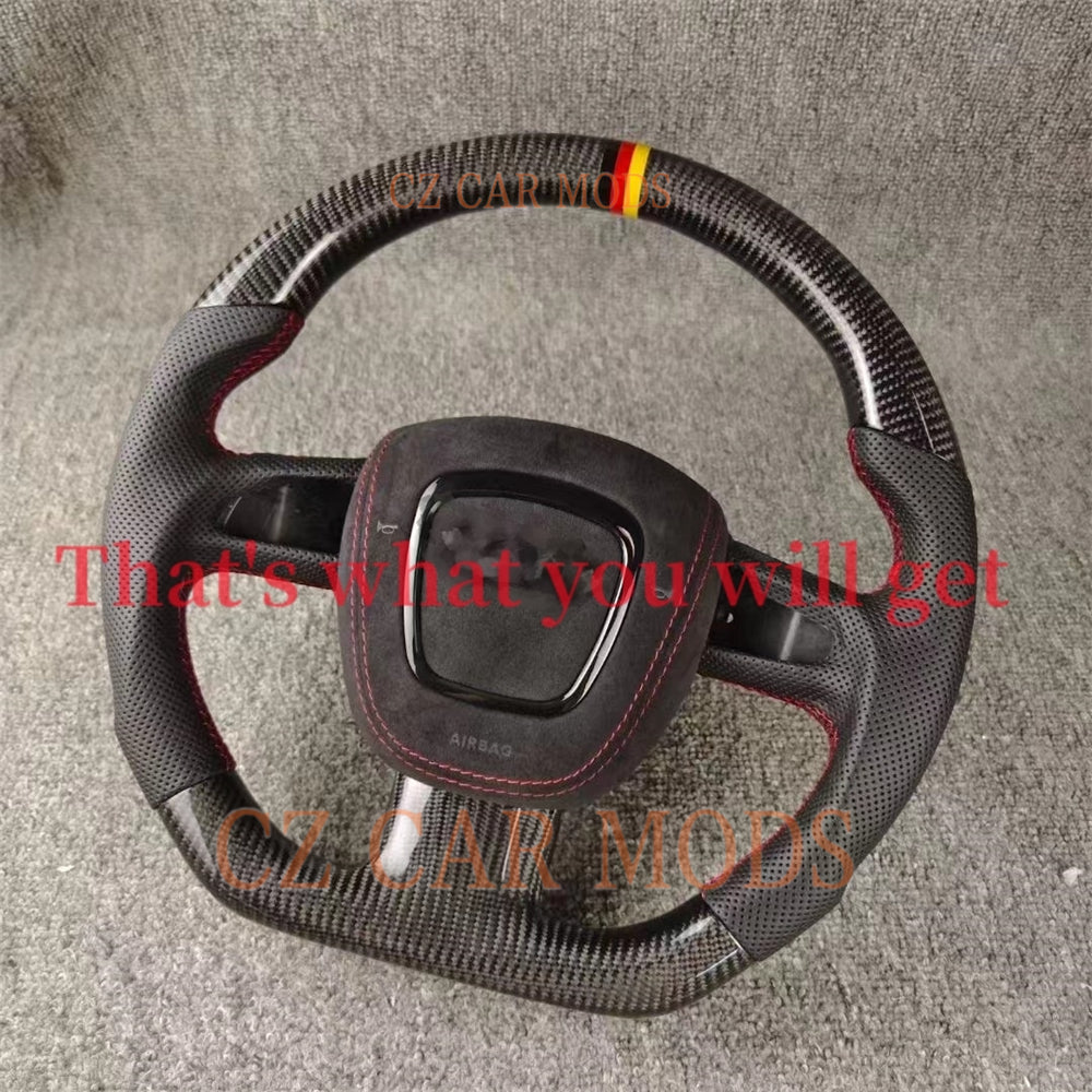 Custom Real Carbon Fiber Steering Wheel With Airbag Cover Auto Accessory Original Steering Wheel Re-manufactured Steering Wheel For 2009 2010 2011 2012 2013 2014 2015 2016 Audi A4