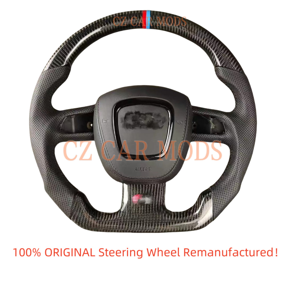 Custom Carbon Fiber Steering Wheel With Airbag cover For 2009 2010 2011 2012 2013 2014 2015 2016 Audi A4 Auto Accessory Original Steering Wheel Re-manufactured Steering Wheel