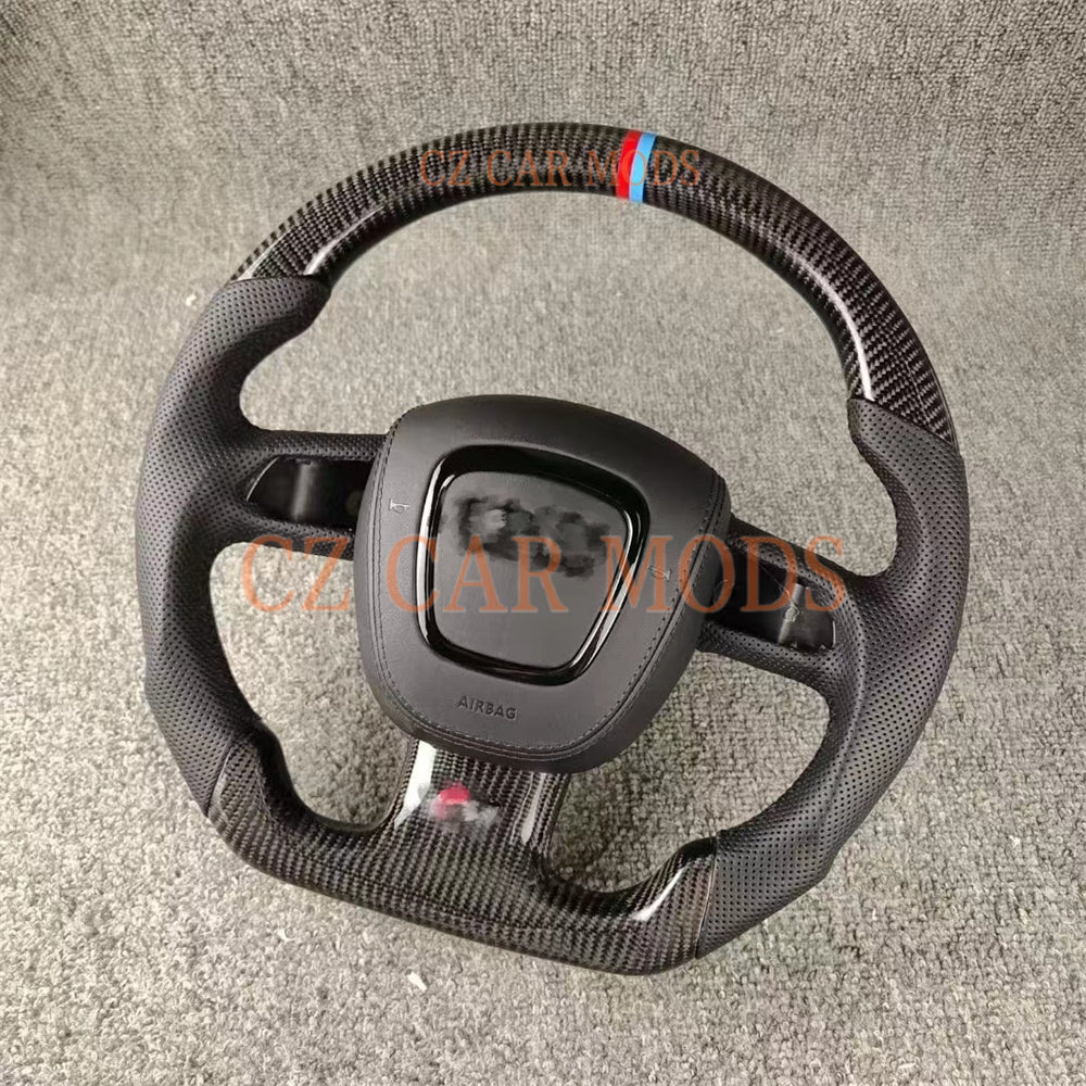 Custom Carbon Fiber Steering Wheel With Airbag cover For 2009 2010 2011 2012 2013 2014 2015 2016 Audi A4 Auto Accessory Original Steering Wheel Re-manufactured Steering Wheel