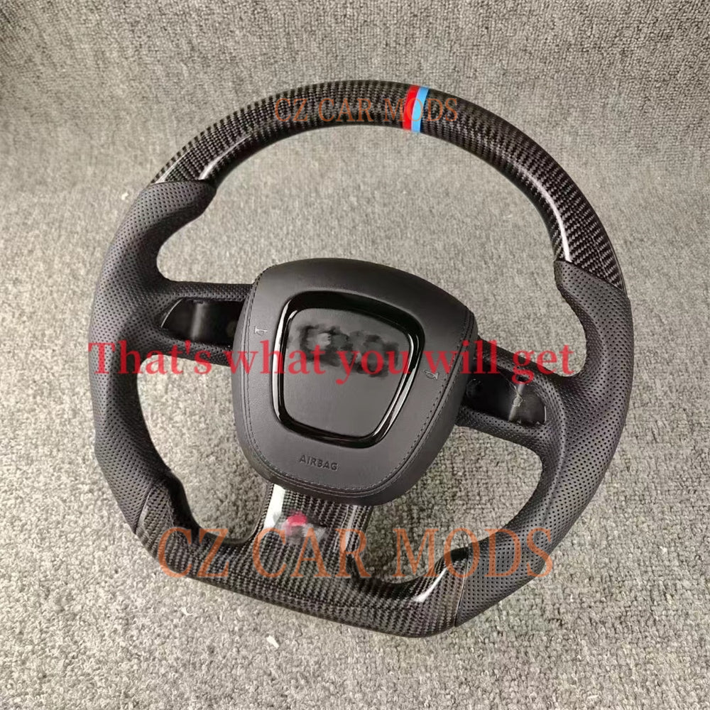 Custom Carbon Fiber Steering Wheel With Airbag cover For 2009 2010 2011 2012 2013 2014 2015 2016 Audi A4 Auto Accessory Original Steering Wheel Re-manufactured Steering Wheel