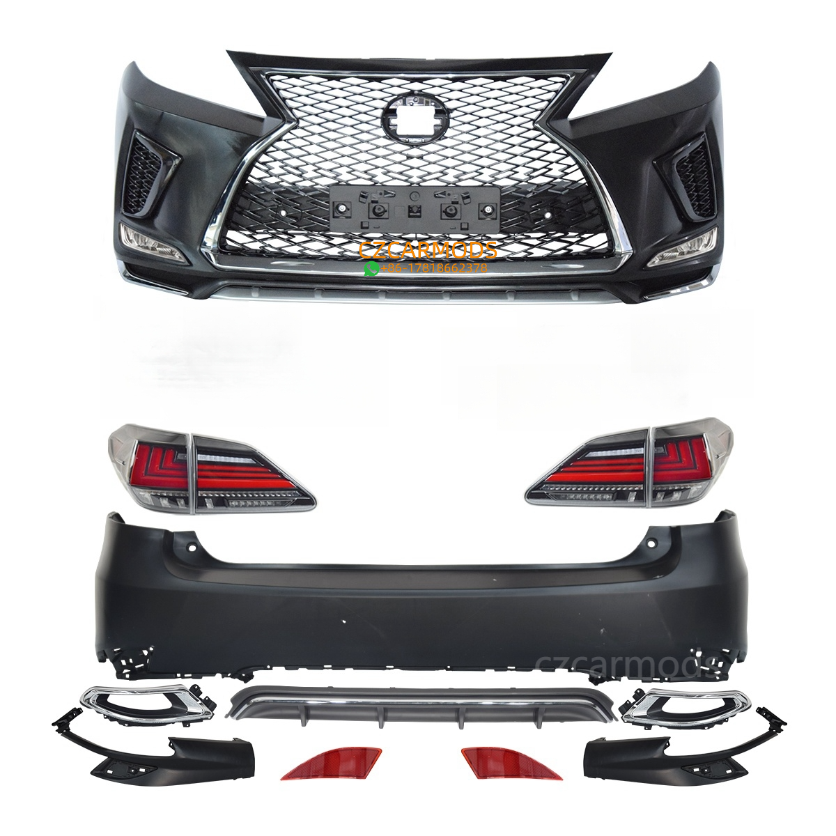 Car Body Kits for Lexus RX RX270 RX350 RX450h 2010-2015 upgrade to 2022 Style Front Rear Bumper Triple LED Headlight Tail Lights