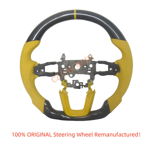 Customized Yellow Leather Real Carbon Fiber Steering Wheel Auto Accessory Fit For Honda Civic 11th GEN 2022 2023 2024 Remanufactured