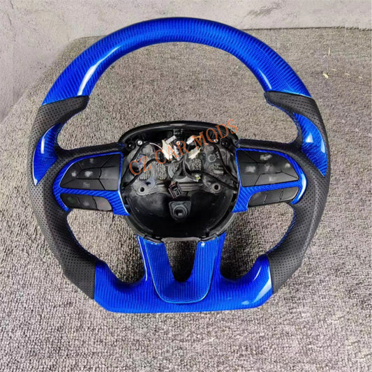 Customized Brand New Perforated Leather Blue Carbon Fiber Steering Wheel Auto Accessory For Jeep Grand Cherokee SRT 2014 2015 2016 2017 2018 2019 2020