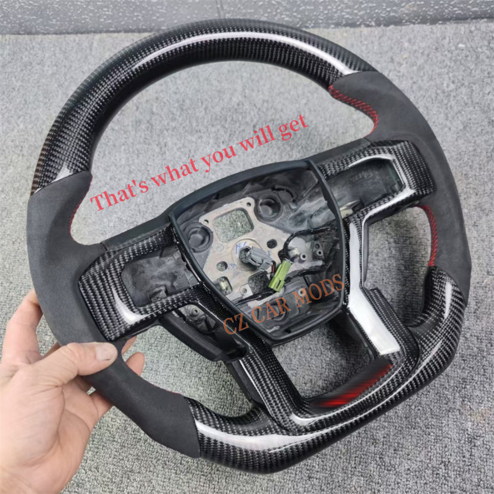 Custom Brand New Black Carbon Fiber Alcantara Steering Wheel For 2015 2016 2017 Ford F150 Raptor Auto Accessory