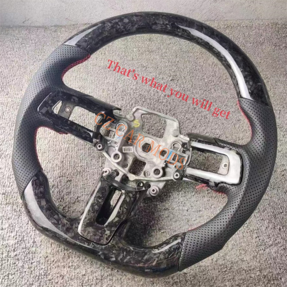 Custom Brand New Forged Carbon Fiber Perforated Leather Steering Wheel For Ford Mustang 2015 2016 2017 Auto Accessory