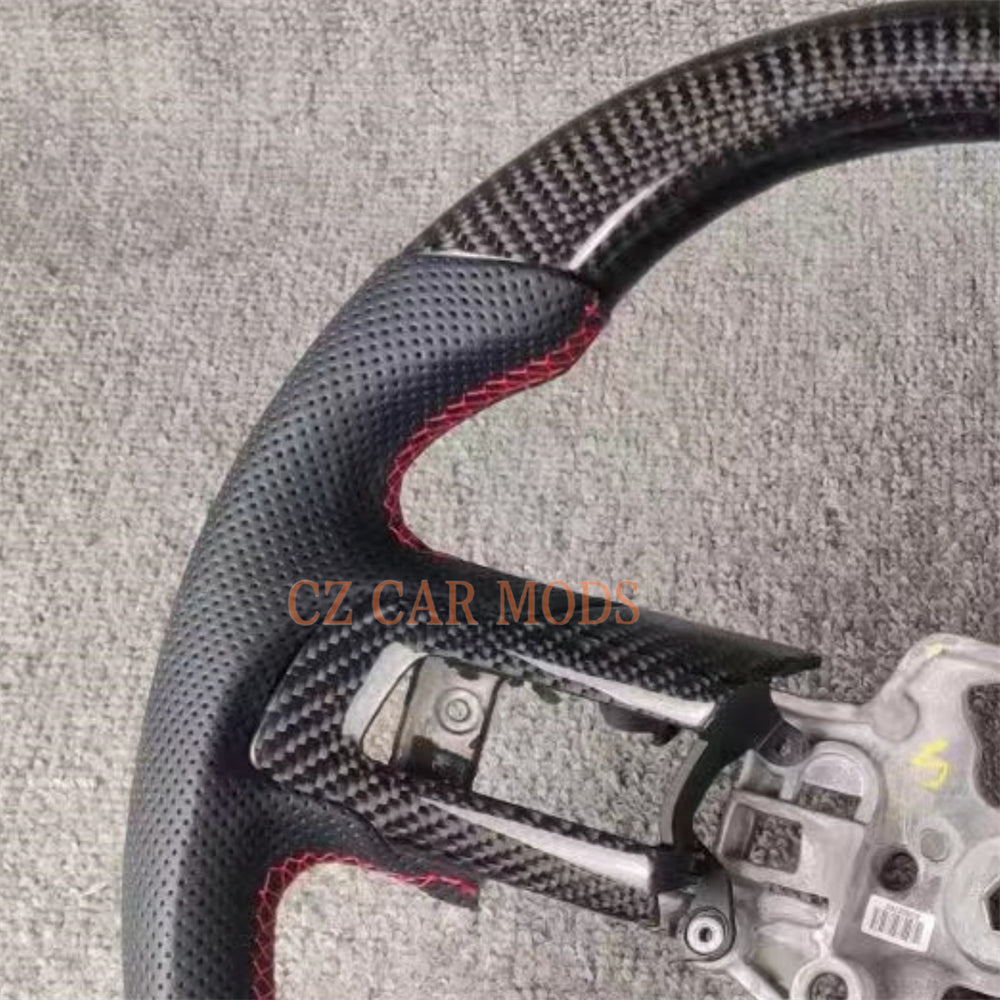 Custom Brand New Carbon Fiber Black Perforated Leather Steering Wheel For Ford Mustang 2015 2016 2017 Auto Accessory