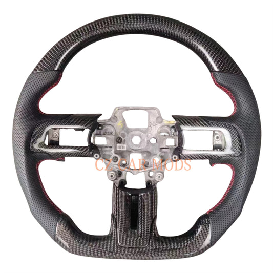 Custom Brand New Carbon Fiber Black Perforated Leather Steering Wheel For Ford Mustang 2015 2016 2017 Auto Accessory