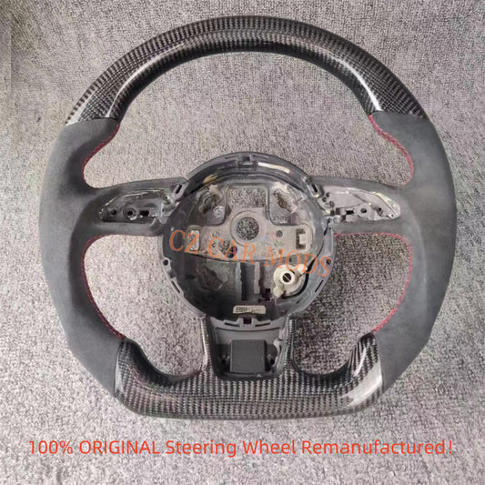 Customized Remanufactured Alcantara Carbon Fiber Steering Wheel Auto Accessory Fit For Audi A4 RS3 2012-2016 RS4 2013-2018 RS5 2012-2016 RS6 2013-2018 RS7 2012-2016 RSQ3 2012-2016 S3 2016-2021 S4 2012-2015