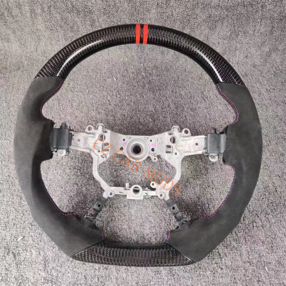 Custom Brand New Alcantara Carbon Fiber Steering Wheel Auto Accessory With Red Center Strip For Toyota Crown 14th GEN 2015 2016 2017 2018