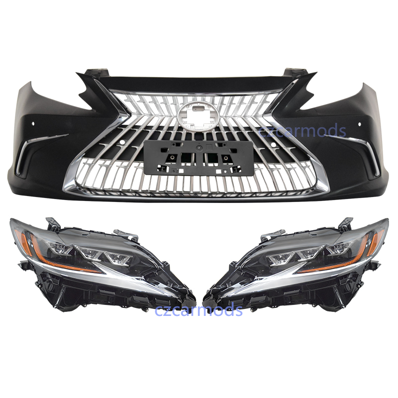 Car Body Kits for LEXUS ES ES300h ES350 2013-2018 Upgrade 2023 Look Front Bumper Grille Triple LED Headlights Rear Bumper Tail Lights