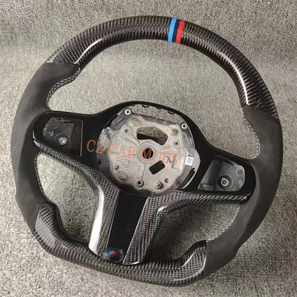 Custom Alcantara Carbon Fiber Steering Wheel For 2018 2019 2020 2021 2022 BMW M8 Auto Accessory Steering Wheel Re-manufactured