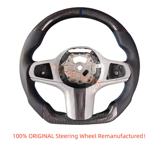 Customized Perforated Leather Carbon Fiber Steering Wheel For 2018 2019 2020 2021 2022 BMW M8 Auto Accessory Re-manufactured