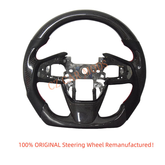 Customized Black Perforated Leather Carbon Fiber Steering Wheel Auto Accessory Remanufactured For Honda Civic 10th GEN 2016 2017 2018 2019 2020 2021