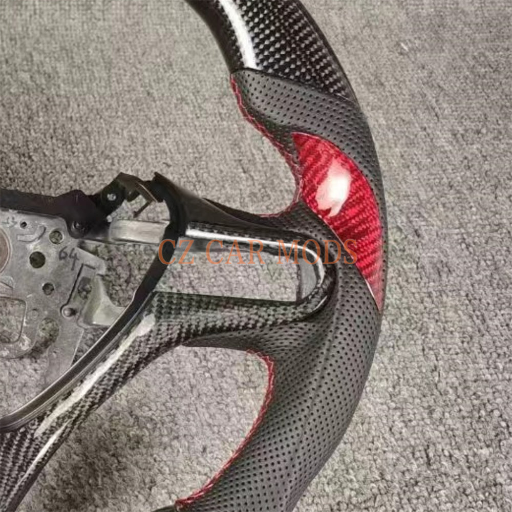 Custom Real Carbon Fiber Steering Wheel Perforated Leather Auto Accessory For Honda Jazz 2009 2010 2011 2012 2013 2014 Remanufactured