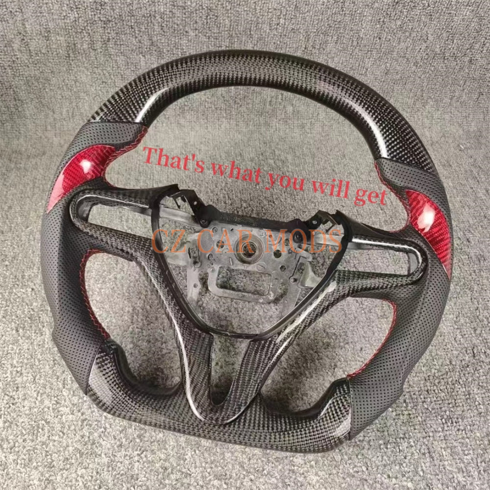 Custom Real Carbon Fiber Steering Wheel Perforated Leather Auto Accessory For Honda Jazz 2009 2010 2011 2012 2013 2014 Remanufactured