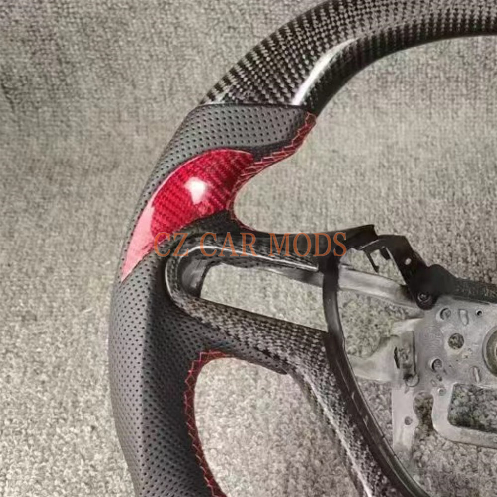 Custom Real Carbon Fiber Steering Wheel Perforated Leather Auto Accessory For Honda Jazz 2009 2010 2011 2012 2013 2014 Remanufactured