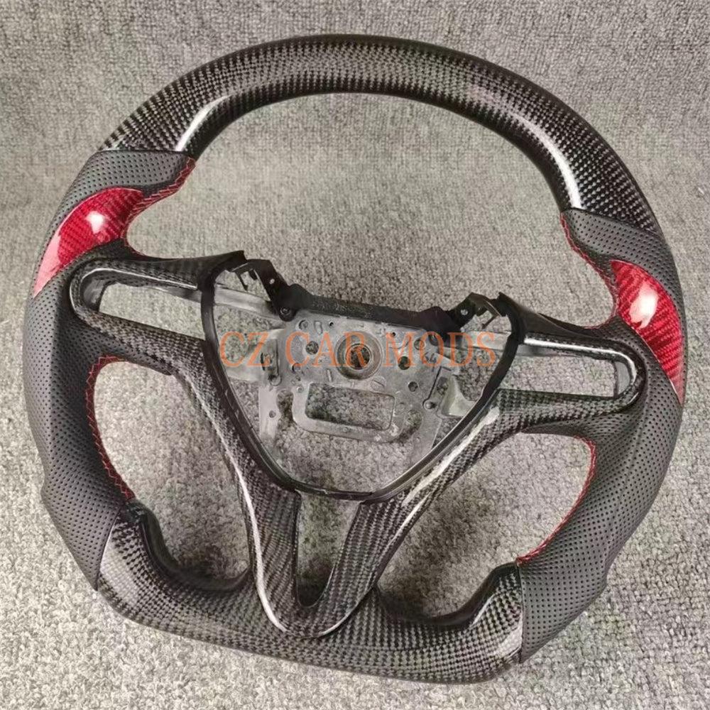 Custom Real Carbon Fiber Steering Wheel Perforated Leather Auto Accessory For Honda Jazz 2009 2010 2011 2012 2013 2014 Remanufactured