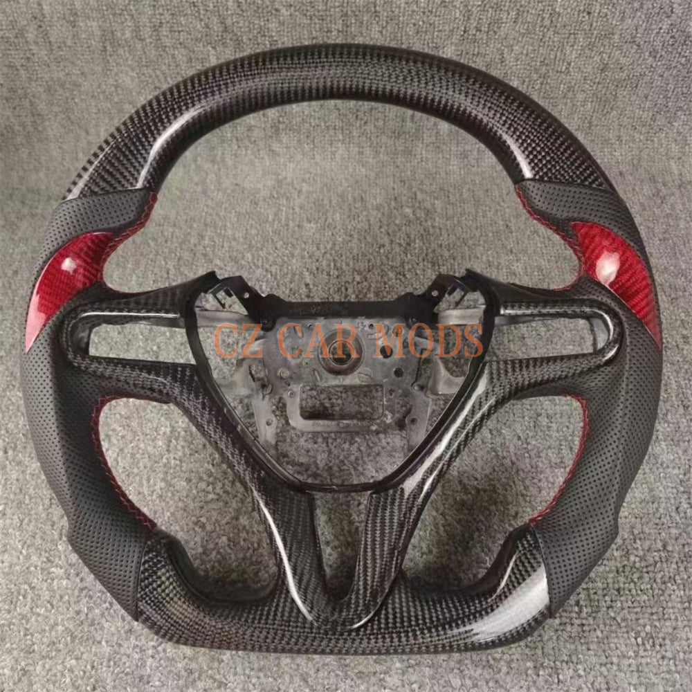 Custom Real Carbon Fiber Steering Wheel Perforated Leather Auto Accessory For Honda Jazz 2009 2010 2011 2012 2013 2014 Remanufactured