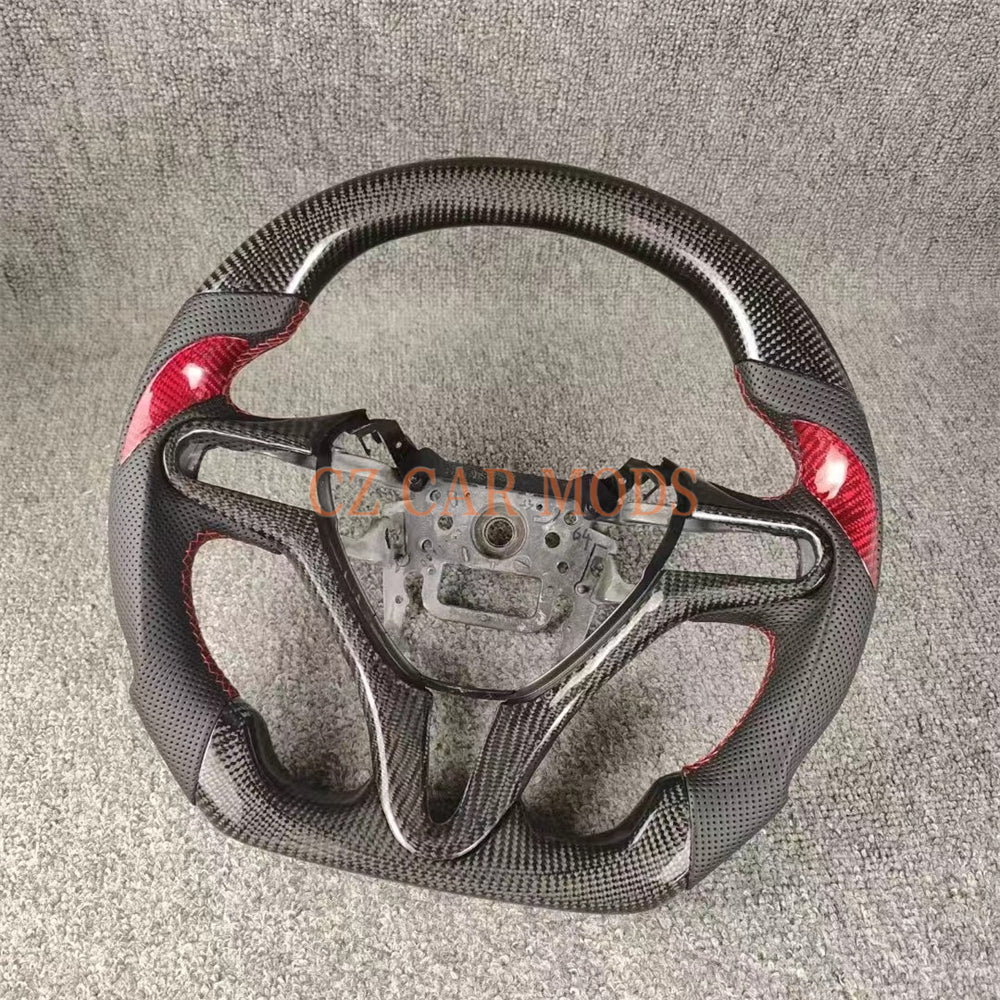 Custom Real Carbon Fiber Steering Wheel Perforated Leather Auto Accessory For Honda Jazz 2009 2010 2011 2012 2013 2014 Remanufactured