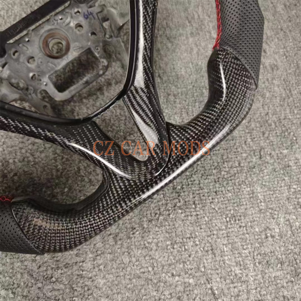 Custom Real Carbon Fiber Steering Wheel Perforated Leather Auto Accessory For Honda Jazz 2009 2010 2011 2012 2013 2014 Remanufactured