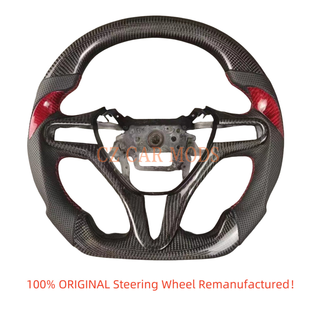 Custom Real Carbon Fiber Steering Wheel Perforated Leather Auto Accessory For Honda Jazz 2009 2010 2011 2012 2013 2014 Remanufactured