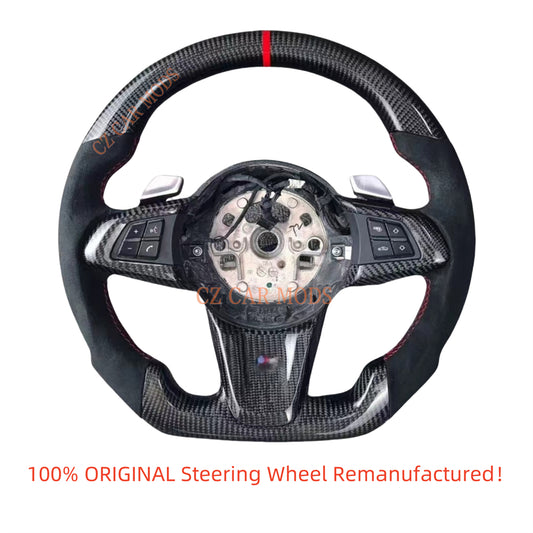 Custom Red Strip Real Carbon Fiber Steering Wheel For BMW Z4 E86 2009 2010 2011 2012 2013 2014 2015 2016 Auto Accessory Original Steering Wheel Remanufactured