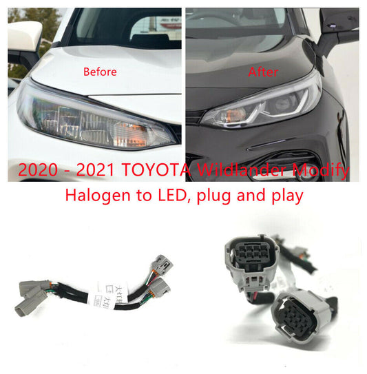 Car Headlight Modify Adarter Wire For 2020 2021 TOYOTA Wildlander Halogen to LED