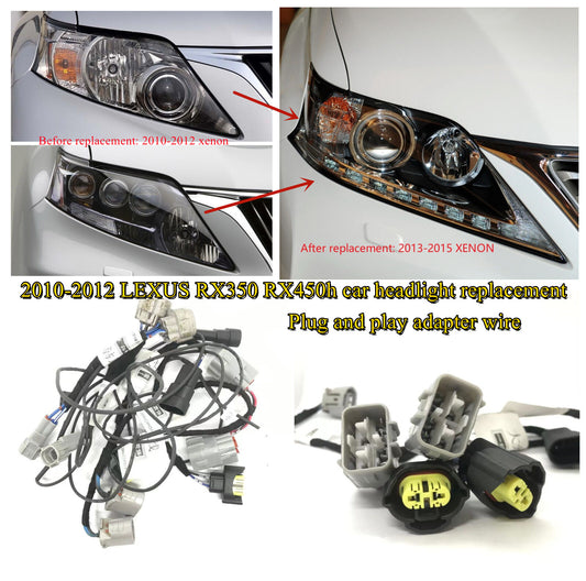 Adapter Wire for 2010 2011 2012 LEXUS RX350 RX450h xenon Headlight to 15 Xenon