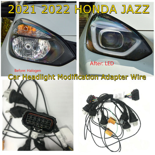 Adapter Wire Harness For 2021 HONDA FIT JAZZ Headlight Modified Halogen to LED