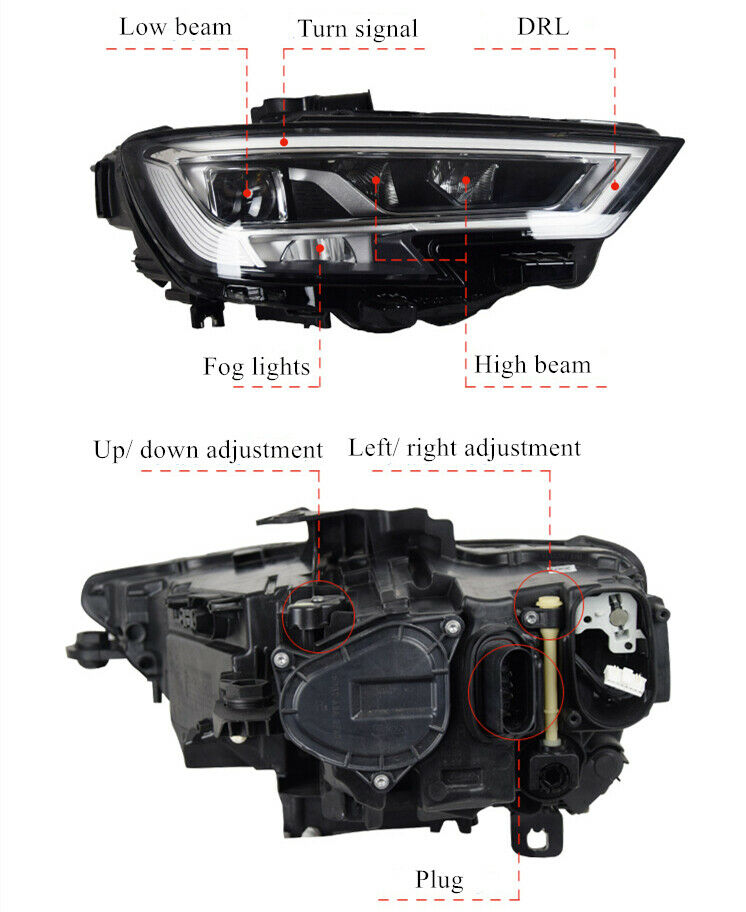 Pair LED Headlights For 2017 2018 2019 AUDI A3 xenon to led Car Headlight Replacement Modification