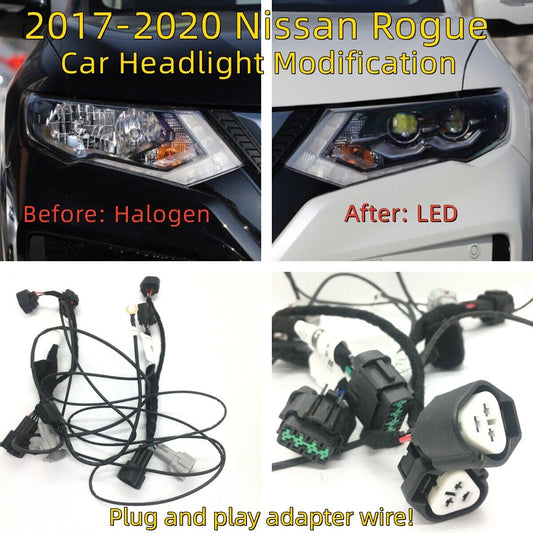 Adapter wire For 2017-2020 Nissan X-Trail Rogue Headlight Halogen to LED Modify