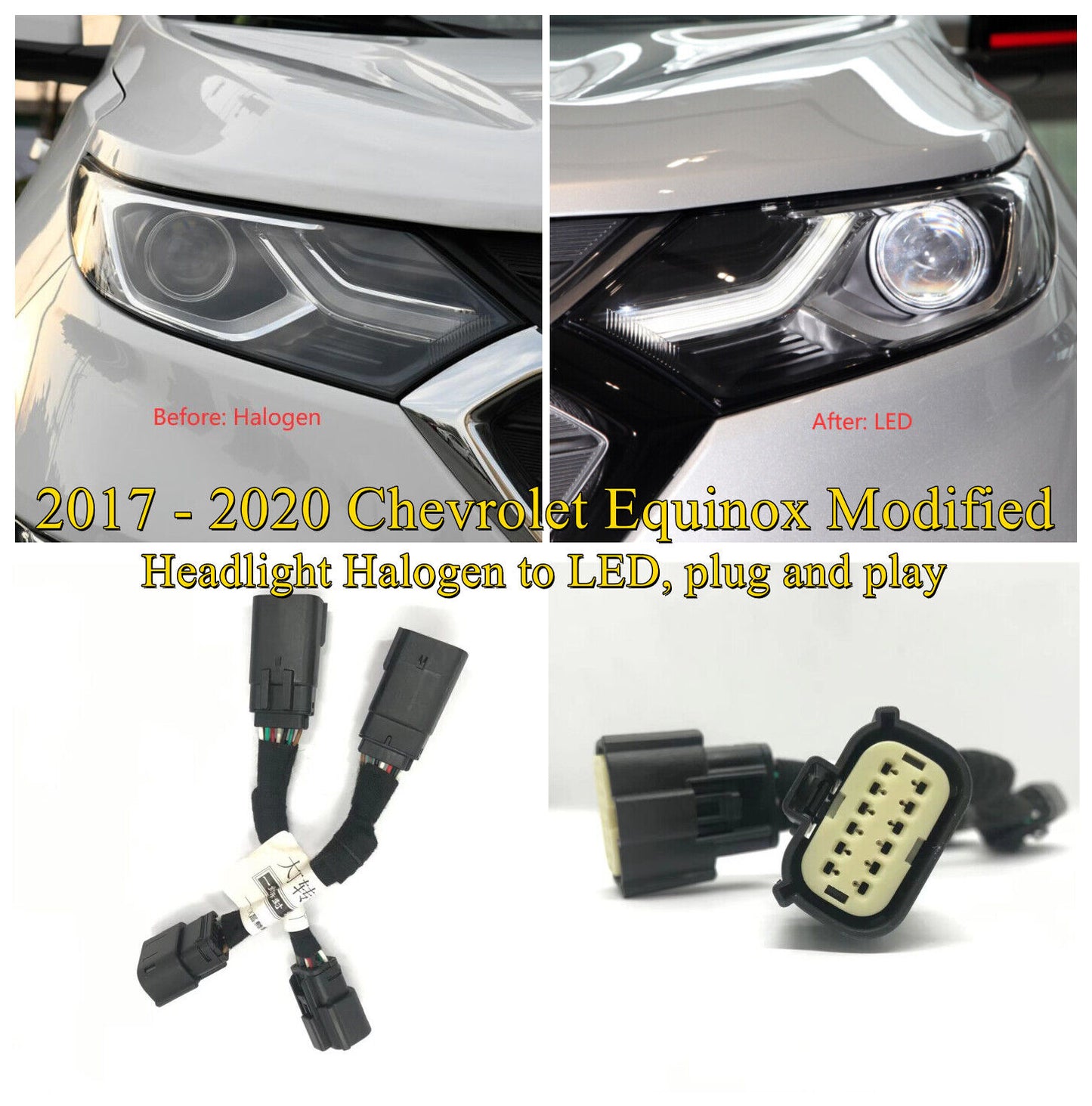 Adapter Wire for 2017 2018 2019 2020 Chevrolet Equinox headlight halogen to led