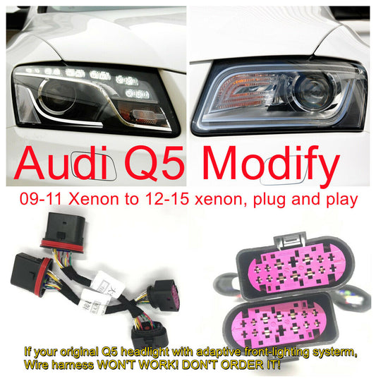 Adapter Wire Harness for 2009 10 11 Audi Q5 Headlight Modify Xenon to Xenon