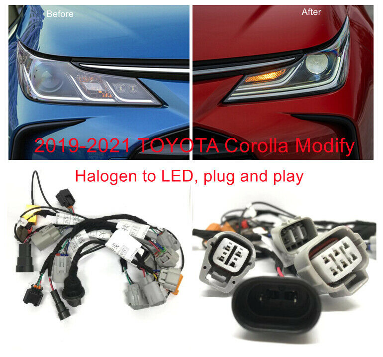 Adapter Wire Harness 2019-2021 TOYOTA Corolla Headlight Modified Halogen to LED