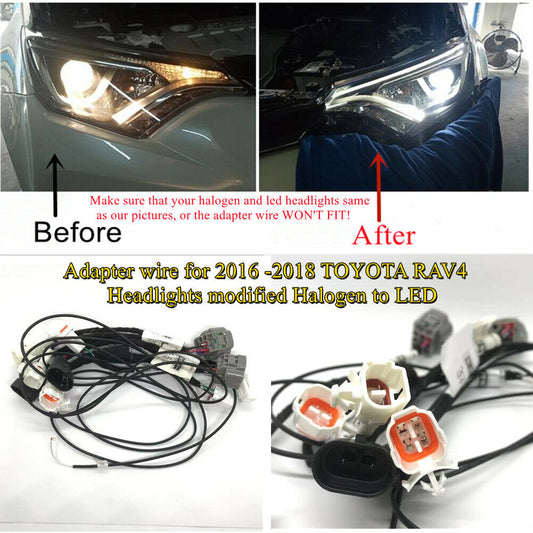 Adapter Wire For 2016 17 2018 TOYOTA RAV4 Car Headlight Xenon to LED Replacement