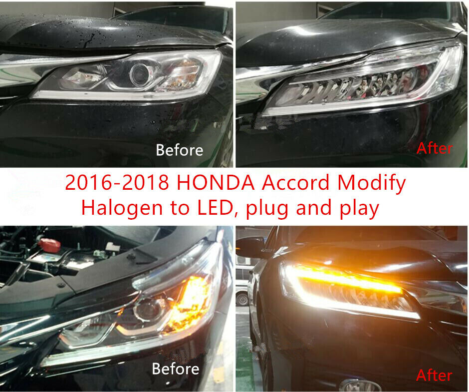 Adarter Wire Harnedd for 2016 2017 2018 HONDA ACCORD headlights Modified Sedan Halogen to Touring LED Honda Accord 9.5th gen mods