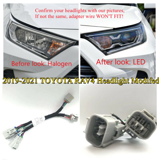 Adapter Wire For 2019 2020 2021 TOYOTA RAV4 Headlight Modified Halogen to LED